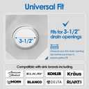 ROVOGO 3-1/2 inch Kitchen Sink Drain Assembly with Removable Deep Strainer Basket, Sealing Stopper Plug and Tailpiece, 304 Stainless Steel Drain with Extended Threads for Thicker Sinks, Gold