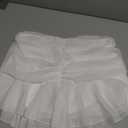 MakeMeChic Women's Cute Mini Skirt Tiered Layer Ruffle Sheer Flared Rave Party Going Out Skirts (Large, White)