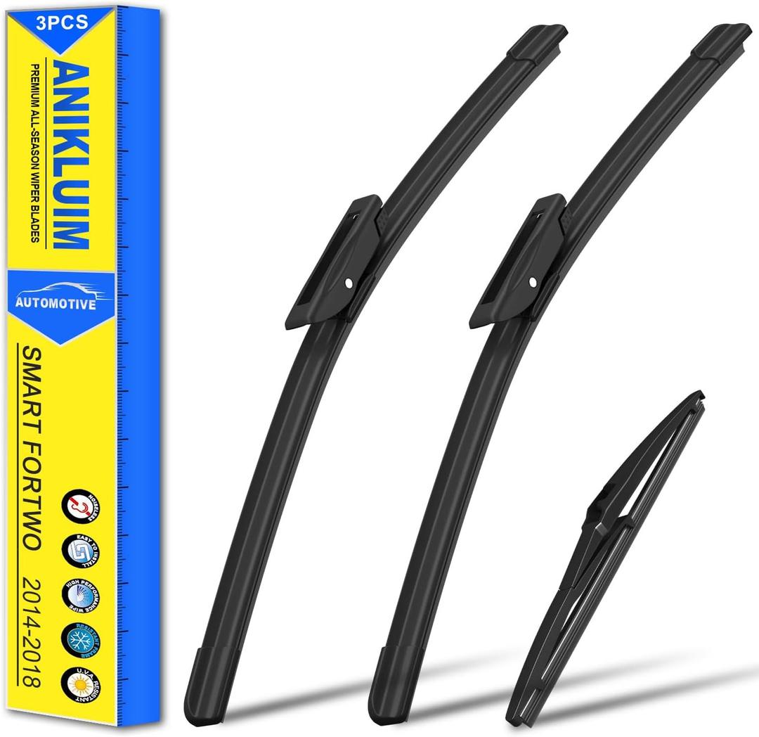 ANIKLUIM Wiper Blades for 2018-2014 Smart Fortwo Front Windshield Wipers,20 Inch+20 Inch+7 Inch,Durable and Quiet (Pack of 3)