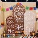 3 Pcs Mexican Cielito Lindo Arch Backdrop Cover 4ft 5ft 6ft 2-sided Stretchy Arch Stand Covers for Mexico Talavera Wedding Birthday Baby Shower Party Decor (Only Cover)