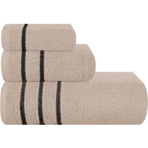 MyOwn Ultra Soft 3 Pack Cotton Towel Set, Contains a Bath Towel 28x55 inch, a Hand Towel 16x24 inch & Wash Coth 12x12 inch, Ideal Everyday use, Compact & Lightweight - Tan, 71679