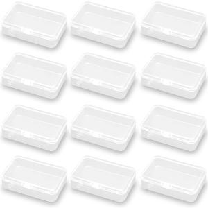 6 Pack Rectangle Clear Craft Supply Case (3.58 x 2.32 x 0.98 Inch), Small Plastic Containers for Small items, Crafts, Beads, Coins, Jewelry and Business Cards