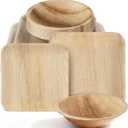 Havawish 75 Pcs Compostable Palm Leaf Plates and Bowls Set 16 oz Biodegradable Bowls 8 & 9 Inch Bamboo Paper Disposable Plate for Party Dinner Bulk Party Dinnerware Supplies for 25 Guests