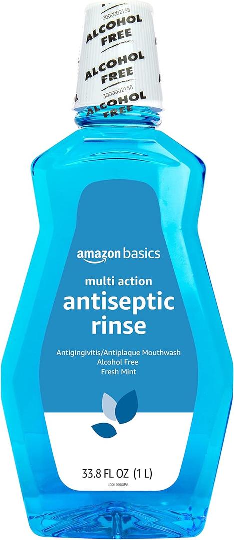 Amazon Basics Multi Action Antiseptic Rinse, Alcohol Free, Fresh Mint, 1 Liter, 33.8 Fluid Ounces, 1-Pack (Previously Solimo)