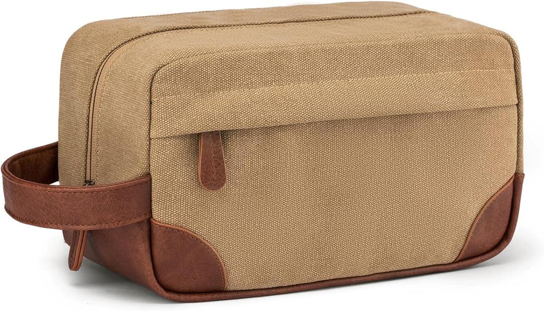 Vorspack Travel Toiletry Bag - Hanging Toiletry Bag for Men Water Resistant Canvas Shaving Bag with Large Capacity for Travel - Brown (Medium)