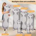 Cute Cat Plush Long Body Pillow Soft Cartoon Stuffed Animal Doll, Kawaii Cat Plushie Cuddle Toy for Kids, Girls & Girlfriend (Gray, 35.4 Inch)