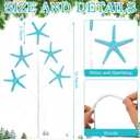 Pinkunn 6 Pcs Blue Coastal Christmas Tree Ornaments 15.74 Inch Starfish Christmas Picks and Spray Beach Artificial Tree Toppers Ocean Branches Twigs Filler for Xmas Vase Crafts Decor