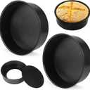 8 Inch Round Cake Pans, Set of 2 Deep Straight-Sided Stainless Steel Pans with Removable Bottom, Nonstick Cake Pan Set for Layer Cakes and Cheesecake Baking