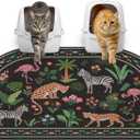 Glittme 33"X22" Arch Shape Cat Litter Mat Trapping Pad Soft Loop-Mesh Litter Box Mat Easy to Clean & Non-Slip Waterproof & Less Waste,Black Animal