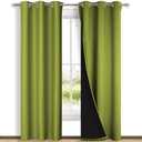 NICETOWN Blackout Curtains 84 inches Long, 2 Pieces, 42" Wide Each Panel, Fresh Green, Full Light Blocking Drapes with Black Liner for Nursery, Thermal Insulated Draperies for Hall, Villa