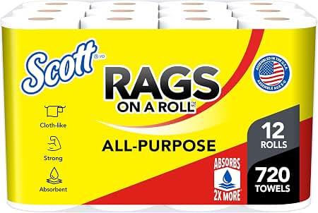 Scott Rags On A Roll, 60 Towels/Roll, 12 Rolls/Case