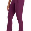 Sunzel No Front Seam Flare Leggings for Women with Pockets Hidden Butt Lifting Scrunch Tummy Control Mini Flared Yoga Pants (Cherry Red, Medium)