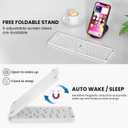 Mini Foldable Bluetooth Keyboard - Portable Wireless Full Size Keyboard (Sync Up to 3 Devices), Ultra-Slim Travel Folding Keyboards for iPhone iPad Mac Android Windows iOS, White