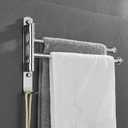 Chrome Rotating Towel Rack Bathroom Stainless Steel Adjustable Towel Rack 12 * 1.5 * 8.5inchs Suitable for Bathroom, Bedroom, Balcony Removable Towel bar (electroplated, Two Poles)