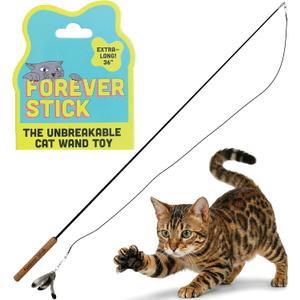 Forever Stick Unbreakable Cat Wand Toy, Durable Feather Teaser
