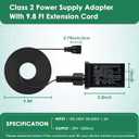 Feekoon 29V 6W Class 2 LED Christmas Tree Replacement Plug, 9.8ft Power Cord Extension Supply for Christmas Tree Light and Inflatable, Replacement Yard Inflatable Adapter