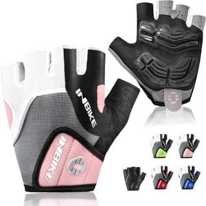 INBIKE 5mm Padded Half Finger Bike Bicycle Cycling Gloves (Medium, Pink)