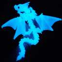 3D Printed Dragon with Wings, 3D Printed Animals Toys, Fidget Dragon Toys, Flexible Articulated Winged Crystal Dragon Model, Desktop Pet Decor, Dragon Gift for Kids & Adult (Luminous-Blue)