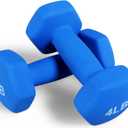 Fitvids Neoprene Dumbbell Hand Weights, Anti-Slip, Anti-roll, Hex Shape Colorful, Pair or Set with Stand, Style: (4-Pound, Pair)