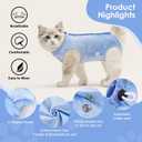 SAWMONG Cat Surgery Recovery Suit,Breathable Cat Onesie After Surgery Spay Surgical,E-Collar Alternative Non-Lick Pet Body Suit Blue M