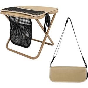 Portable Folding Stool with Pocket, Compact Camping Chair Heavy Duty Supports 260lbs, Lightweight Foldable Stool for Outdoor, Beach, Fishing, Hiking, Backpacking, BBQ, Patio, Garden, Events