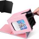 Venssu Commander Deck Box, Fits 100 Double Sleeved Cards, TCG Card Storage Box (Pink and Grey, 1 Window)