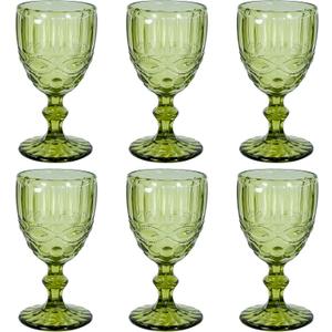 Vintage Liquor Glasses Set of 6, 12 OZ Colored Glass Water Goblets, Embossed Floral Decorative Crystal Glass Cups Set, Dishwasher Safe, for Wedding, Party, Red Liquor Glass, Bars, Restaurants
