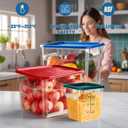 BIEAMA 4 Pack Food Storage Containers with Lids, 4 Quart Square Commercial Food Containers, NSF, Polycarbonate, Clear