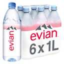 Evian Natural Spring Water, 1 L bottles, 6 pack