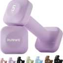 SafeGrip Square Dumbbells Weight, Non-Slip Grip & Anti-Roll Design, Heavy Duty Free Weights for Home Gym, Strength Training, Weight Lifting, HIIT Workouts - Thick Ergonomic Handle for Men & Women (2-20lbs) (Purple - 5lb - Pair)