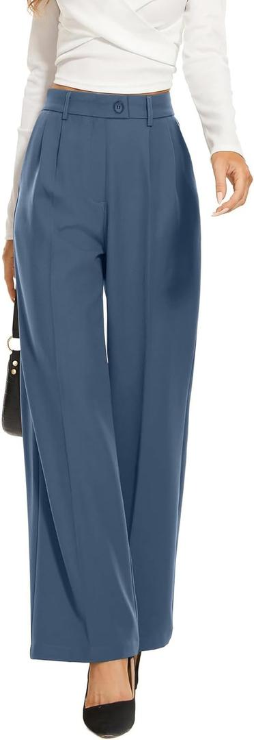 KICZOY 2026 Work Pants for Women Business Casual Office Dress Pants Trousers with Pockets Denim Blue (Blue, S)