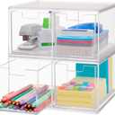 STORi Chloe Space-Saving Clear Drawer Organizer (4 Tall Drawers) Sort Office, Kitchen, Beauty Supplies, Makeup, Pens, Jewelry, Stationary, Made in USA