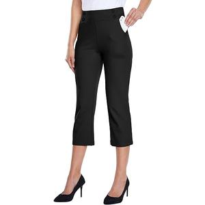 Willit Women's Capri Pants Dress Yoga Capri Stretch Business Work Casual Capris Straight Leg Office Pants 21", Size 3XL