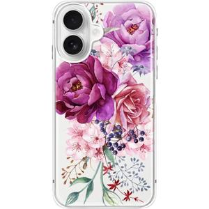 FancyCase Compatible with iPhone 17 Case (6.3inch)-Elegant Flower Design Pretty Floral Pattern Flexible TPU Protective Clear Case (Big Bouquet)