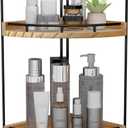 Dorhors 2-Tier Bathroom Counter Organizer,Vanity Counter Corner Shelf, Skincare, Wood Countertop Bathroom Storage and Organization for Kitchen (Brown)