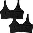 Fruit of the Loom Women's Front Closure Cotton Bra, Black Hue/Black Hue, 42