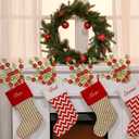 6 Pcs Christmas Tree Floral Pick and Spray 15.7 Inch Red Lime Green Gold Stems Glitter Foam Ball with Shapeable Branches Xmas Ornament for Vase Tree Topper Wreath Garland Holiday Party