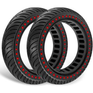 GYL Scooter Solid Tire Replacement for Gotrax GXL V2/XR/Apex XL Hiboy S2 Xiaomi M365 Electric Scooter Wheel 8.5 Inch 50/75-6.1 Rubber Tires 8 1/2'' Front Rear Explosion-proof Wheels Part Red 2 Pcs