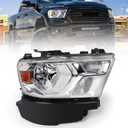 FIONE Halogen Headlights Assembly Compatible with Dodge Ram 1500 2019-2022 Replacement Headlamp with Chrome Frame Passenger Right Side RH 68316080AD 68316080AH