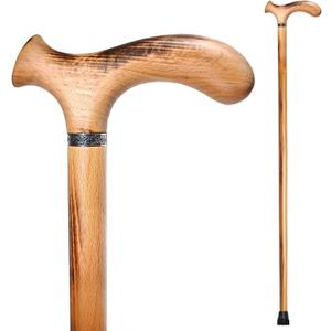 Wooden Walking Cane with 5 Height for Men and Women, Handmade Wood Cane with Comfort Grip Handle, Supportive Mobility Aid for Seniors, Fashionable & Classic Lightweight Stick
