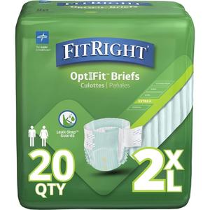 Extra+ Adult Diapers, Disposable Incontinence Briefs, Leak-Proof Diaper, Absorbent Briefs for Men and Women, Maximum Protection, 2XL, 60  70 in, 20 Briefs per Bag