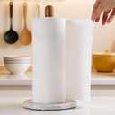 Acacia Wood & Marble Paper Towel Holder Freestanding Paper Towel Holder for Countertop, Weighted for One-Handed Use, for Kitchen, Bathroom, Office