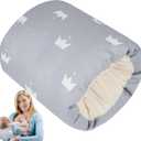 Povkufii Baby Feeding Arm Pillow,Nursing Arm Pillows for BreastfeedingSoft Cotton for Newborn, More Support for Mom and Baby,Portable and Washable,Ergonomic Nursing EssentialsGrey Crown