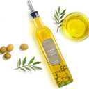 EHOMEA2Z Italian Glass Olive Oil Dispenser Bottle - 16 Oz, Oil and Vinegar Cruet with Stainless Steel Spout for Kitchen, Slight Green Tint (1, 473ml)