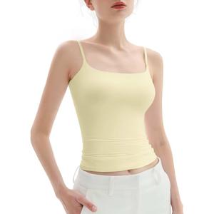 PUMIEY Women's Square Neck Tank Top Adjustable Spaghetti Straps Sleeveless Basic Tops Sharp Collection OEKO-TEX STANDARD 100, L