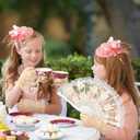 2 x Sintege 4 Pcs Girls Tea Party Set Girls Tea Party Accessories Gloves Hats Necklace Fans for Toddler (Pink)