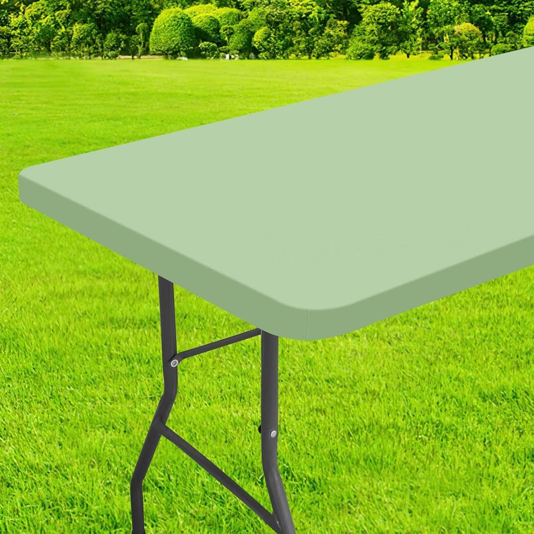 homing Rectangle Table Cloth Cover, Waterproof Polyester Elastic Fitted Tablecloth, Fits for 5 Foot Folding Tables, Washable Table Protector for Picnic, Camping, Outdoor (Green, 30" x 60")