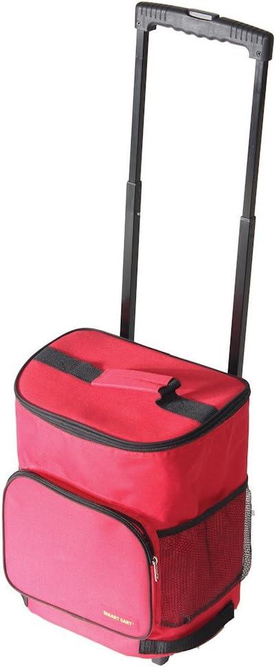 dbest products Ultra Compact Cooler Smart Cart, Red Insulated Collapsible Rolling Tailgate BBQ Beach Summer (Standard)