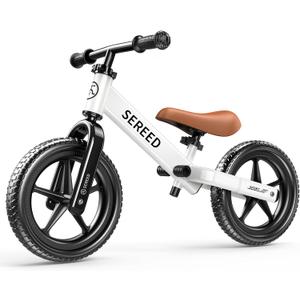 SEREED Toddler Balance Bike 2 Year Old, No Pedal Kids Toy Bike for 2-5 Years Old, Tool-Free Adjustment, Gift for 2-3 Boys Girls, Customize Plate with 3pcs Stickers (White