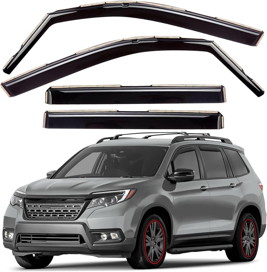 GrandWheel Window Deflectors Smoke Tinted in-Channel Side Window Vent Visor Deflectors Rain Guards Compatible with Honda Passport 2019-2025 - 4pcs. GW0785